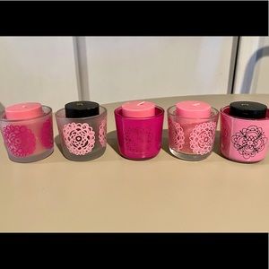 ✨Pink Glass Tea Light Holder Set